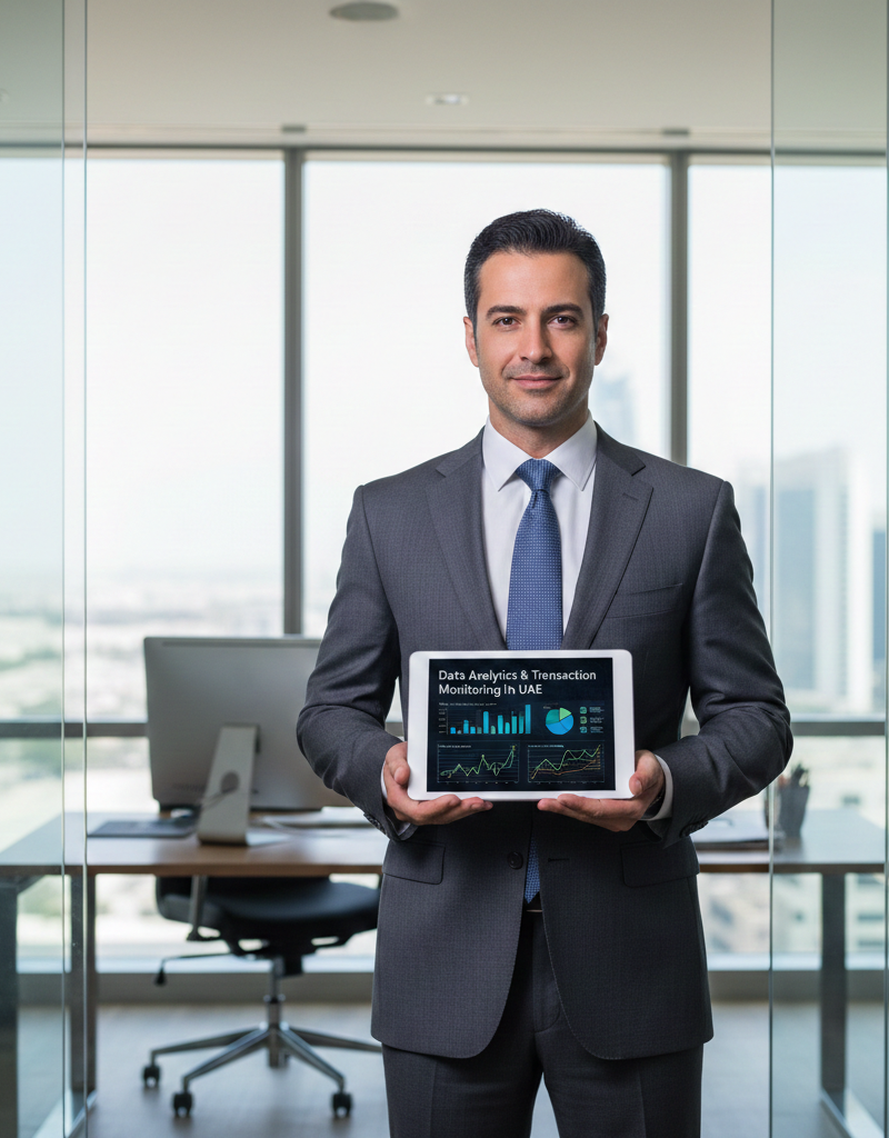 Business professionals analyzing accounting records and ERP systems in Dubai