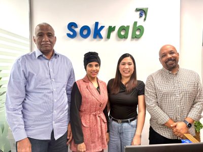 Sokrab UK and Sokrab UAE teams meeting during a collaborative business visit